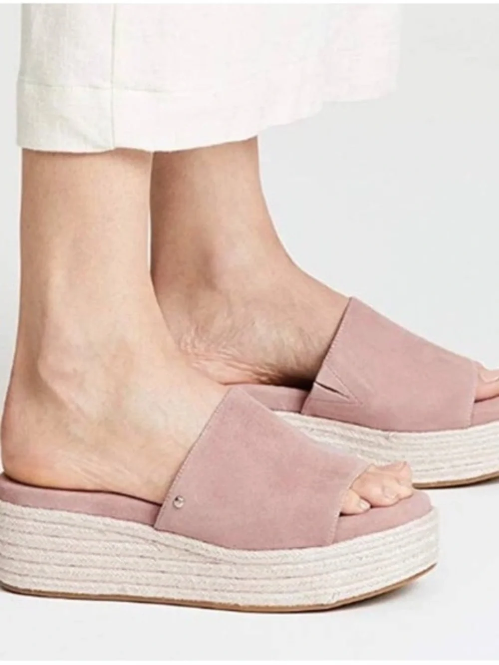 Sam Edelman Weslee Dusty Rose Platform Slide Sandals